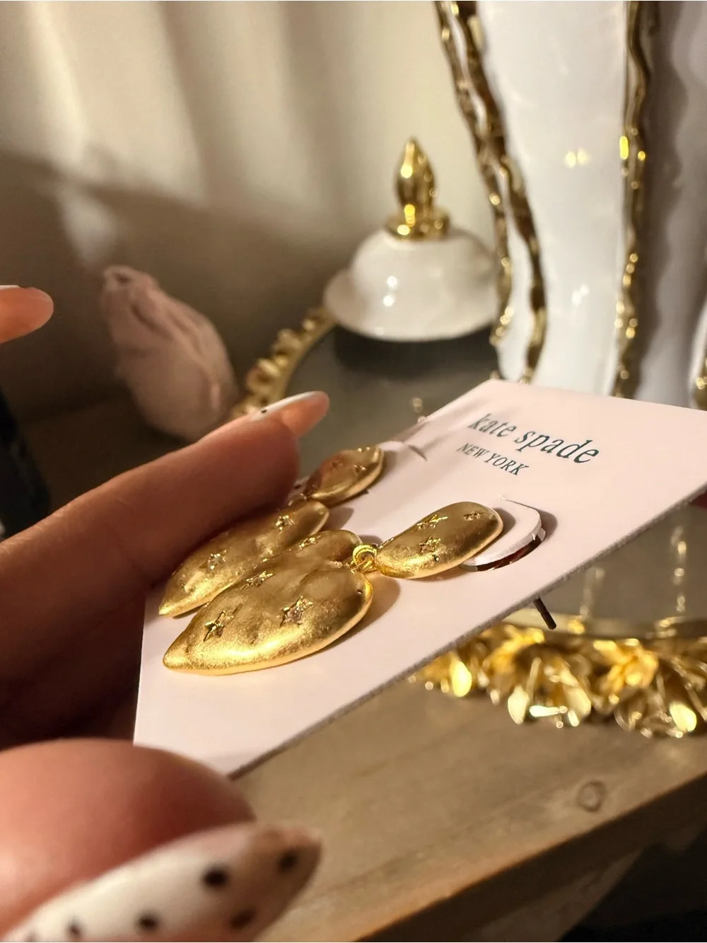 kate spade Gold Heart Drop Earrings with Crystal Stars